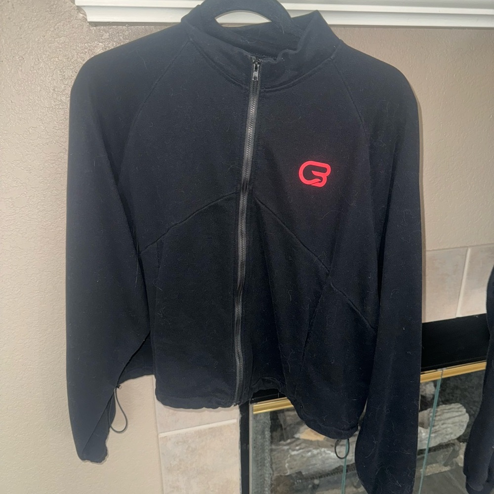 CycleBar Black Front Zip Jacket with Red Logo